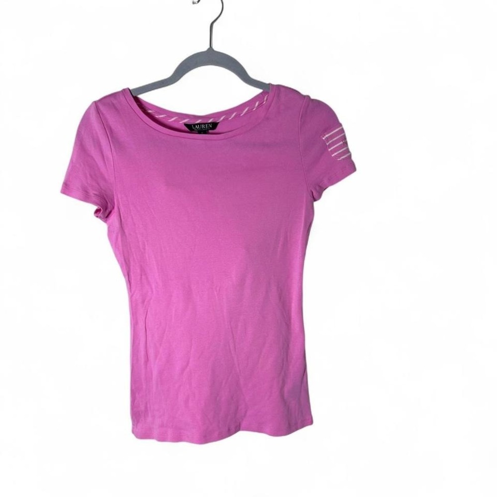 Lauren Ralph Lauren Short Sleeve Pocket Sleeve Tee T Shirt Women's Small pink - Picture 1 of 5